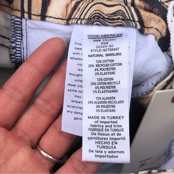 Good American Good Classic Natural Swirl Skinnyish Fit Hi-rise Jeans Size 00/24 - Picture 10 of 11